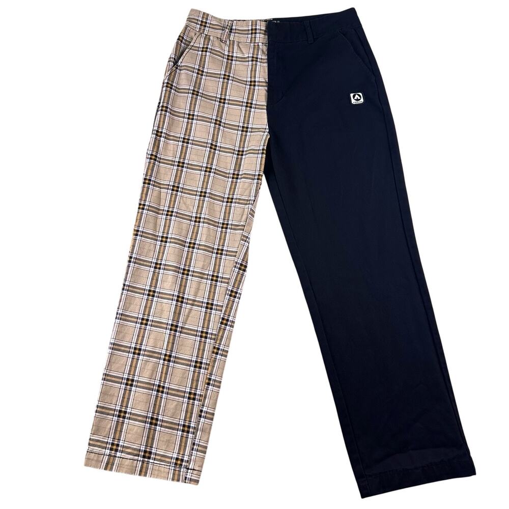 Airwalk Forever 21 Pants Women L Punk Skater Plaid High Waist Colorblock 30x28